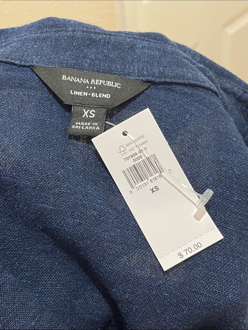 Banana Republic Navy Linen-Blend Blouse (XS) - Picture 3 of 4